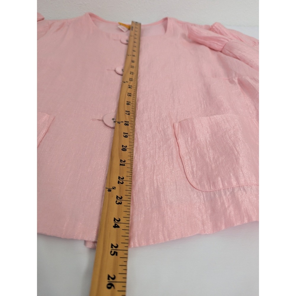 Ruby Rd Woman Pink Button Front Satin Jacket Ruffle Cuff Career Casual Top 18W - Picture 9 of 9